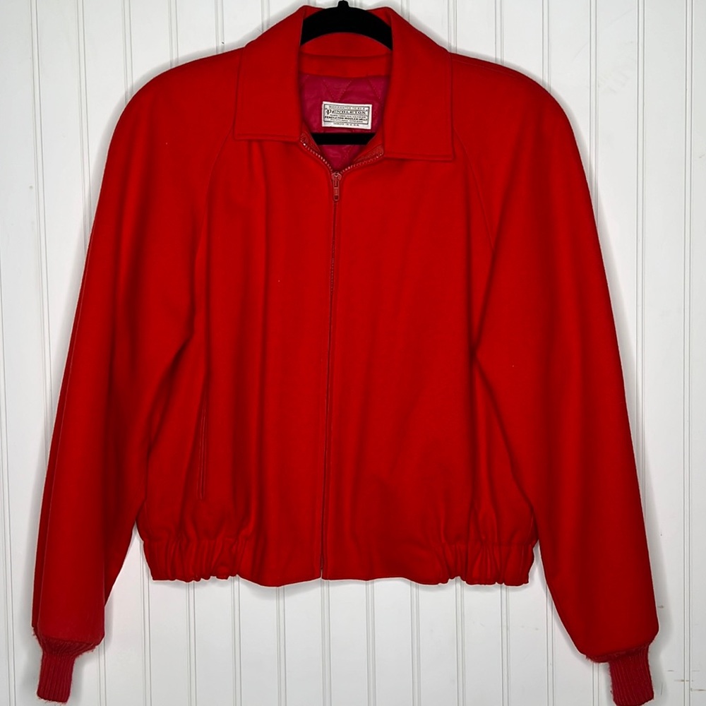 - Pendleton Red Wool Crop Jacket Size Large
